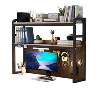 GUODDM 2 Tier Desktop Bookcase For Computer Desk, Desktop Organizer - Multifunctional Desktop Organizer Shelf Racks Office Supplies Display Rack(A,115 * 24 * 100cm)