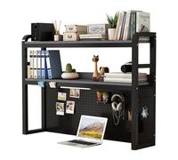 GUODDM 2 Tier Desktop Bookcase For Computer Desk, Desktop Organizer - Multifunctional Desktop Organizer Shelf Racks Office Supplies Display Rack(B,95 * 24 * 100cm)