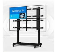 GUODDM 2x2 LCD Video Wall Bracket, 4-Screen Video Wall Stand, Multi-screen Mobile Trolley Mobile TV Cart On Wheels And Monitors, For 46-60 Inch TVs(A)