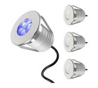 GUODDM 4PCS 3W Underwater Pool Lights - Recessed Underwater Light, 12V-24V DC Low Voltage Buried Lamp, IP68 Waterproof Fountain Spotlight, for Stream Waterfall Landscape(Blue,3w(12v))