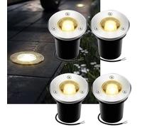 GUODDM 4pcs Garden Buried Light - IP67 Outdoor LED Underground Recessed Inground Light, 12V/24V Aluminum Tempered Glass Inground Lamp for Garden Landscape Pathway(Warm White,12v(1w))