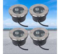 GUODDM 4PCS Ground LED Landscape Lights - Outdoor Buried Lights, 3W Ultra-thin Floor Light, IP67 Waterproof, Patio Floor, Floor Spotlight, Suitable for Garden, Outdoor, Yard Use(Red,3W(85-245V))