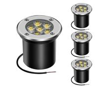 GUODDM 4PCS Outdoor Buried Lights, LED Ground Light, 12V Buried Yard Floodlight, IP67 Waterproof LED Outdoor Spotlight, for Garden, Pathway, Patio(Warm Light,3w)
