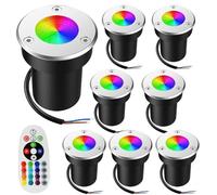 GUODDM 8PCS Outdoor Buried Lights - 6W Ground LED Landscape Lights, RGB Color Changing COB Underground Light with RF Remotes(6w(24v))
