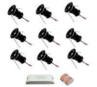 GUODDM 9PCS Led Spot Lights - 1W Mini LED Recessed Spotlight, Background Wall Lamp, Bedroom Kitchen Ceiling Spotlight with 12V Power Supply and Cable Clamp(D-Warm White)