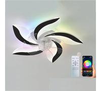 GUODDM Ceiling Fans with Lights and Remote, 6 Speeds, 3 Color Temperatures, Dimmable Quiet Ceiling Fan Light, Smart Modern LED Fan Lights Ceiling for Bedroom Living Room Dining Room(Black,66.5cm)
