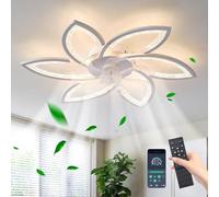 GUODDM Ceiling Fans with Lights and Remote, 6 Speeds, 3 Color Temperatures, Dimmable Quiet Ceiling Fan Light, Smart Modern LED Fan Lights Ceiling for Bedroom Living Room Dining Room(White,78cm)