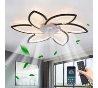 GUODDM Ceiling Fans with Lights and Remote, 6 Speeds, 3 Color Temperatures, Dimmable Quiet Ceiling Fan Light, Smart Modern LED Fan Lights Ceiling for Bedroom Living Room Dining Room(Black,78cm)