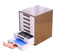GUODDM Desktop File Cabinet, Desktop 7-tier Desktop Data File Storage Finishing Metal Case, Plastic Lattice Storage Box With Drawers, Study/Office/Bedroom(A)