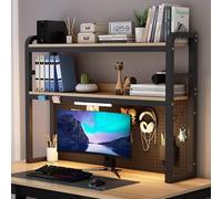 GUODDM Desktop Organizer - 2 Tier Desktop Bookcase For Computer Desk, Small Industrial Desktop Bookshelf, Multifunctional Desktop Organizer Shelf Racks Office Supplies Display Rack(A,95 * 24 * 100cm)