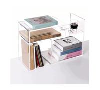 GUODDM Expandable Acrylic Bookshelf Clear Desktop Organizer, P-Shape Adjustable Storage Rack, For Office Home Books