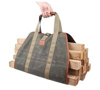 GUODDM Firewood Carrier Firewood Bag Heavy Duty Waxed Canvas Log Carrier Tote for Firewood, Large Fire Wood Sling Carrier with Handles for Easy Transport Carrying and Wood Stove Accessories