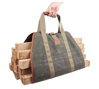 GUODDM Firewood Carrier Firewood Bag Heavy Duty Waxed Canvas Log Carrier Tote for Firewood, Large Fire Wood Sling Carrier with Handles for Easy Transport Carrying and Wood Stove Accessories