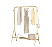 GUODDM Freestanding Metal Clothes Rack - Clothing Holder Storage With Bottom Shelf, Simplicity Clothing Organizer For Display Clothing/Bedroom/Closet/Living(Gold,60 * 33 * 147CM)