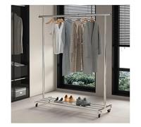 GUODDM Heavy Duty Rolling Hanging Clothes Rail With Wheels, Stainless Steel Freestanding Clothes Rack, Mobile Drying Rack For Hanging Coats Shirts Sweaters Skirts(120x40x185 cm)