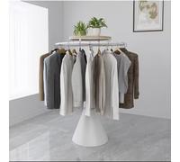 GUODDM Heavy Duty Rotatable Round Clothes Rack Clothing Rack For Boutiques, Floor-Standing Circular Garment Rack Stand, Retail Display Costume Coat Or Underwear Rack(White,60cm/23.2in)