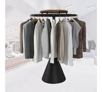 GUODDM Heavy Duty Rotatable Round Clothes Rack Clothing Rack For Boutiques, Floor-Standing Circular Garment Rack Stand, Retail Display Costume Coat Or Underwear Rack(Black,100cm/39.7in)