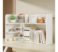 GUODDM L-Shaped Wooden Desktop Organizer, Multipurpose Countertop Hutch Bookshelf, Open-style Computer Desktop Bookcase, Office Supply Storage Display Rack, Home Decorative Shelves(B,60 * 36 * 50CM)