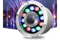 GUODDM LED Ring Fountain Lamp- 24V LED Underwater Lights, Submersible LED Pool Lights, IP68 Waterproof Colored Landscape Lights Made Of Stainless Steel(Warm white,24W(AC24V))