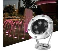 GUODDM LED Submersible Light- Underwater Fountain Light, 360° Adjustable Angle, Stainless Steel Pond Landscape Light, IP68 Waterproof Stainless Steel Underwater Light(12V-Yellow,12W)
