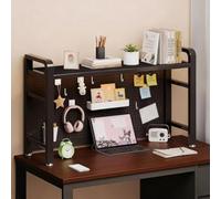GUODDM Metal Desktop Hutch Bookshelf, Display Rack With Grid Panel Organizer, Expandable Desktop Storage Organizer, Computer Desk Shelf For Home Office Dorm(95cm)