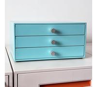 GUODDM Metal File Cabinets - Tabletop Supplies Organizer With 3 Drawers,Multicolor Storage Box With Metal Handles,Holders Chest For Organization(Green)