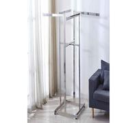 GUODDM Metal Garment Clothes Rack, Floor-Standing Clothing Shelf 4 Way, Modern Heavy Duty Holder, Adjustable Lifting Retail Clothing Organizer, Commercial Hanger Crossbar Clothes Display(Natural)