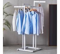 GUODDM Metal Garment Clothes Rack, Floor-Standing Clothing Shelf 4 Way, Modern Heavy Duty Holder, Adjustable Lifting Retail Clothing Organizer, Commercial Hanger Crossbar Clothes Display(White)