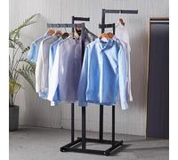 GUODDM Metal Garment Clothes Rack, Floor-Standing Clothing Shelf 4 Way, Modern Heavy Duty Holder, Adjustable Lifting Retail Clothing Organizer, Commercial Hanger Crossbar Clothes Display(Black)