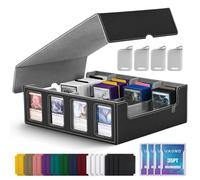 GUODDM Trading Card Storage Box With Magnetic Cover，for Commander Display, 2400+ MTG Deck Box With 4 Top Loader, TCG Card Case Fits Magictcg Sports(C)