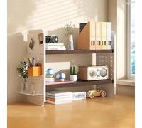 GUODDM Wood Office Desk Shelf Organizer With Pegboard, 2-tier Desktop Bookshelf For Computer Desk, Multipurpose Display Bookcase Storage Rack Countertop(Walnut-2 Layers,15.7inch)