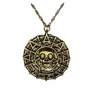 guodong Pirates of The Caribbean Necklace Aztec Gold Coin Men's Skull Necklace European and American Movie Accessories