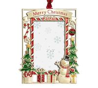 GUOER 2025 Christmas Tree Ornament Picture Frame Holiday Keepsake Gift Home Decor Christmas Decorations Xmas Gifts Pendant with 2"x3" Snowflake Photo Frame Insert (Golden & Christmas Tree 2025)