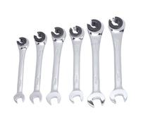 guoerzefffc 6PC Metric Open Ratchet Wrench Set 10-17mm Flare Nut Tool for Brake Fuel A/C Lines