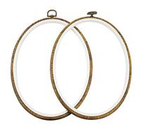 guofa 11'' Oval Embroidery Hoop for Cross Stitch, 2PCS Imitated Wood Pastic Hoops for Arts Hanging Decoration