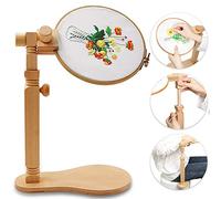 guofa Embroidery Frames and Stands, Adjustable Cross Stitch Frames and Stands, Natural Beech Wood Embroidery Hoop Holder Stand, Sitting Embroidery Hoop for Art Craft Sewing Projects