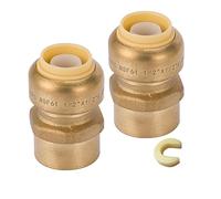 GUOFIS 2 Pack Female Adapter,1/2 Inch Push Brass Female Adapter Fitting with Disconnect Clip, Push-to-Connect Plumbing Fittings for Copper, PEX Pipe, CPVC