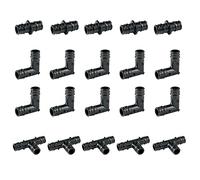 GUOFIS 3/4" Poly PEX A Expansion Fitting,20 Pack PPSU PEX F1960 Combo Fittings with Tees "T"(5PCS), Elbows(10PCS), Coupling(5PCS),3/4Inch Pex Plastic Fitting for Pex-A Pipe in Plumbing