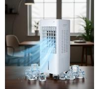 GUOGAI Portable Air Conditioner Unit for Bedroom Dorm Room, 15L Removable Water Tank, 3-Speed Cooling Fan with Quiet Sleep Mode, 1-12H Timer, 2 Ice Boxes, Remote Contr