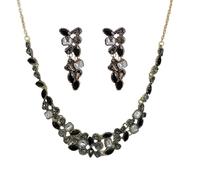 GUOGAOzz Elegant Teardrop Tassel Necklace, Rhinestone Geometric Choker Necklaces and Earrings, Crystal Bridal Party Jewelry for Women (1 Set)