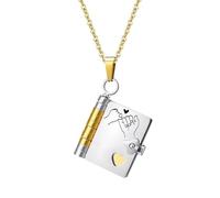 GUOGAOzz Personalized I Love You Book Necklace, Openable Multi Layer Book Jewelry with 6 Pages Engraved Information, Personalized Mini Engraved Necklaces For Women (Mix)