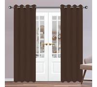GUOGHUI Eyelet Blackout Curtains 280 x 270 cm Drop Thermal Insulated Super Soft Eyelet Curtains for Children for Window Home Fashion Decor, Brown
