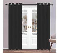 GUOGHUI Eyelet Blackout Curtains 320 x 490 cm Drop Thermal Insulated Super Soft Eyelet Curtains for Children for Window Home Fashion Decor, Black