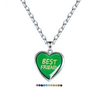 Guoguonb 1 Piece Stainless Steel Friendship Necklace Engraved 'Best Friend' Chain Friendship Necklaces Jewellery for Colour Changing Under Different Temperatures for Gifts, Stainless Steel