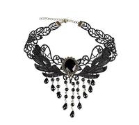 Guoguonb 1 Pieces Gothic Punk Rock Leather Necklace Necklace Ladies Leather Choker Gothic Lace Necklace Clasp Chain for Halloween Easter Lolita Lace Black Gift