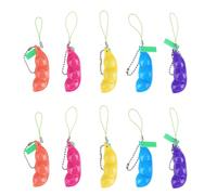 Guoguonb 10 Pieces Squeeze Toys Anti-Anxiety Squeeze Toys Edamame Bean Pendant Keychain Squeeze Toys Mobile Phone Chain Peas Reduces Anxiety and Stress, 5 Colours Bean