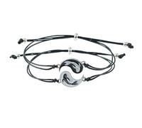 Guoguonb 2 Pieces Yin Yang Bracelet Alloy Yin Yang Taichi BFF Couples Fish Pendant Bracelet Matching Puzzle Best Friend Bracelet Partner Jewellery Bracelet for BFF Couple Family - Silver and Black