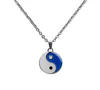 Guoguonb 2 Pieces Yin Yang Necklace Stainless Steel Yin Yang Taichi BFF Couples Pendant Necklace Matching Partner Jewellery Chains for Colour Change under Different Temperature for Gifts