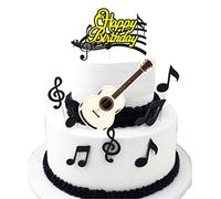 Guoguonb 28 Pieces Musical Notes Cupcake Topper Happy Birthday Cake Toppers Cake Decoration Guitar Cake Cake Muffin Decoration Picks for Girls Boy Kids Musical Theme Party