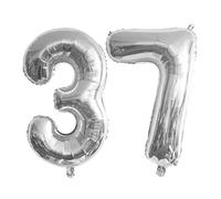 Guoguonb 40 Inch Number 37th Birthday Decoration Giant Inflatable Helium Foil Balloon Number 37 Balloons Personalised Design Balloon for Memorial Day Birthday Decoration (Silver colour)